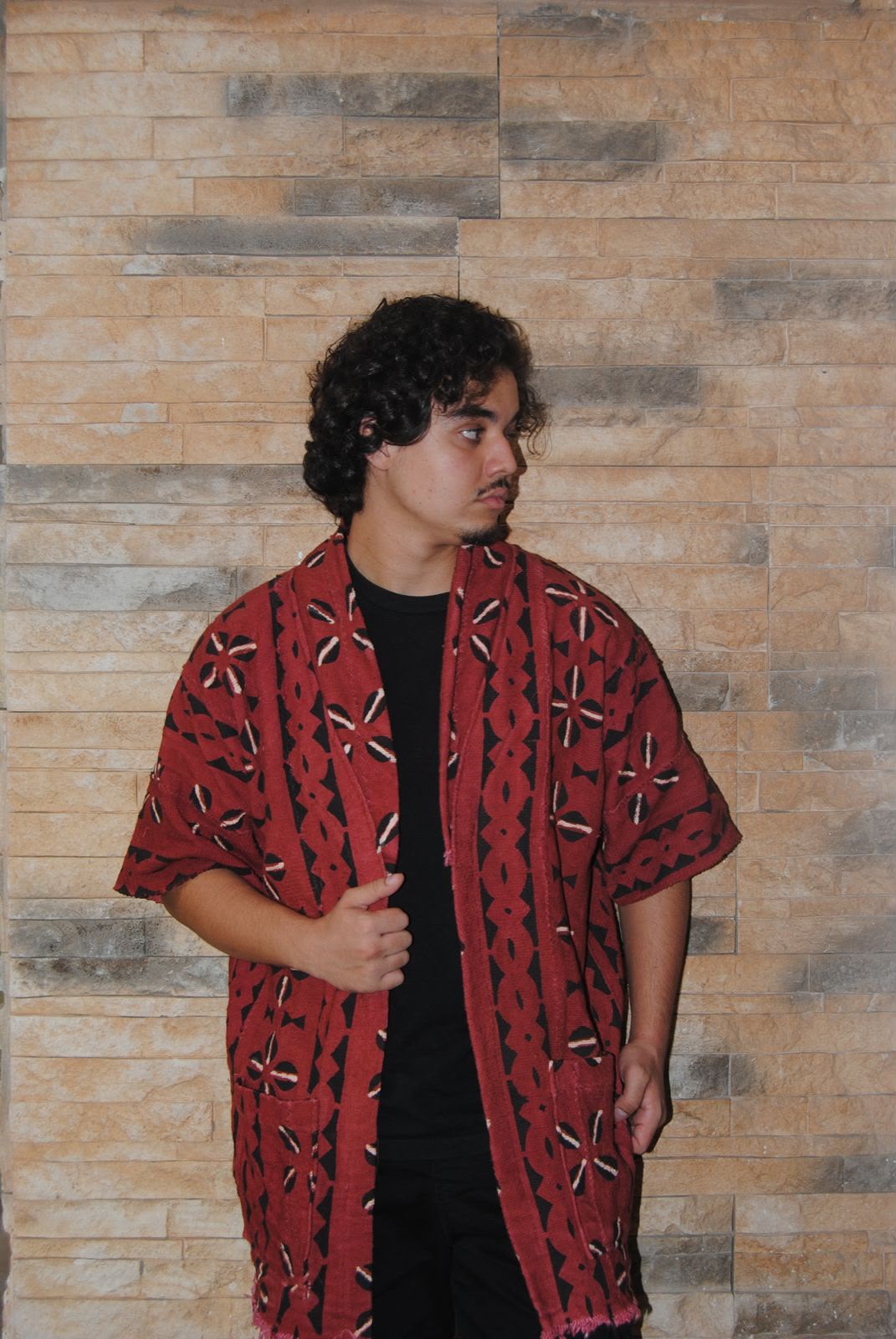 Kimono Bordeaux à Cauris