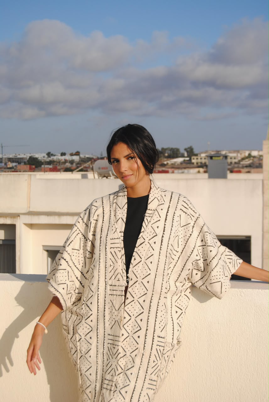 Kimono Écru Triangles