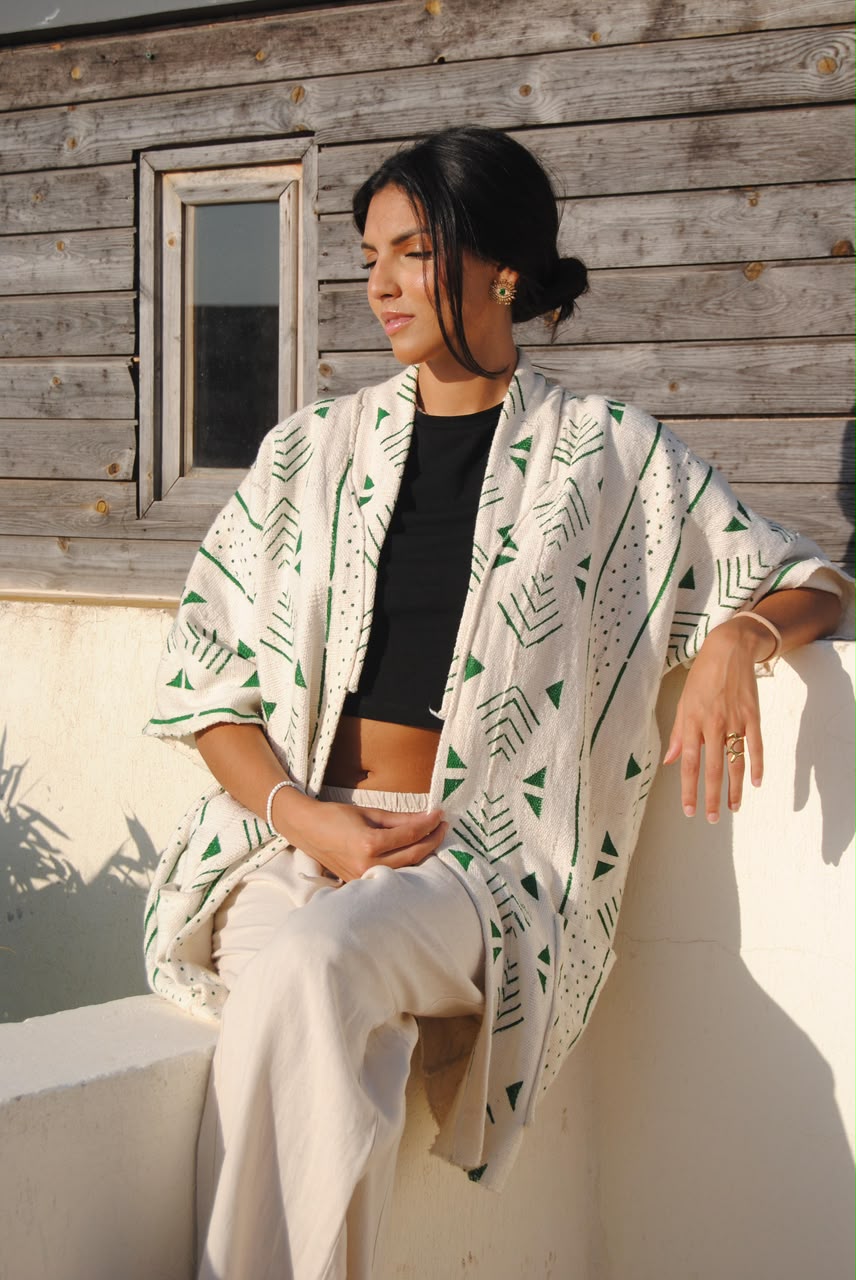 Kimono Écru & Vert