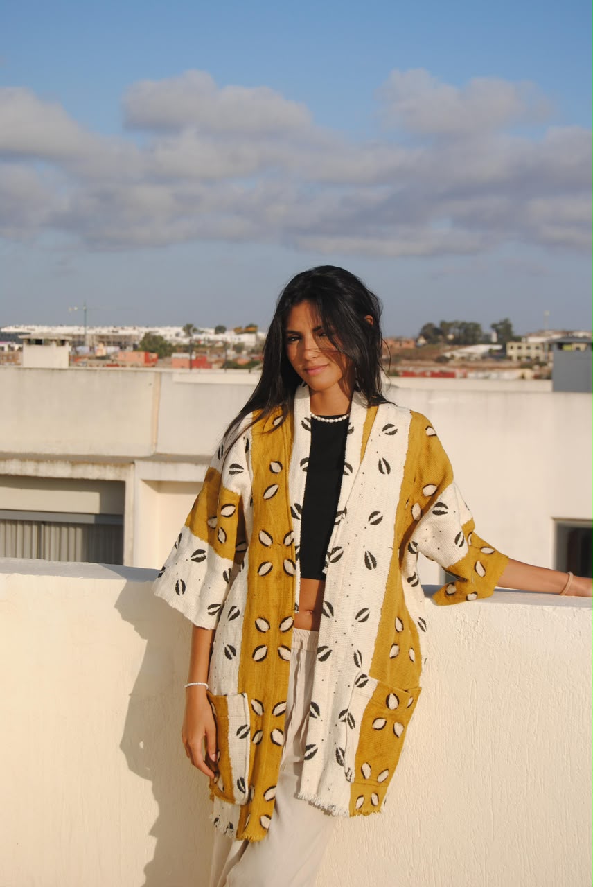 Kimono Moutarde à Cauris