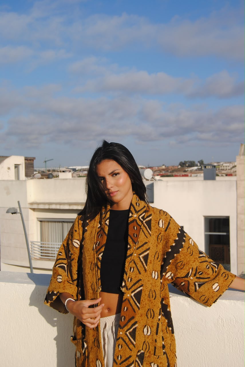Kimono Ocre à Cauris