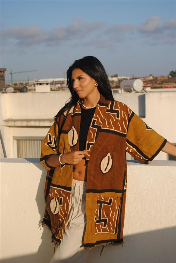 Kimono Brun Patchwork
