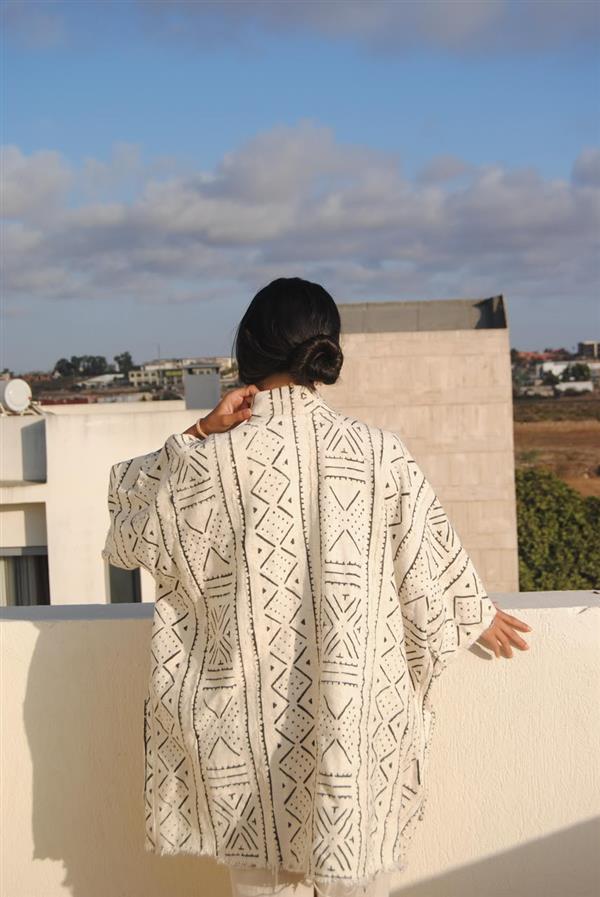 Kimono Écru Triangles