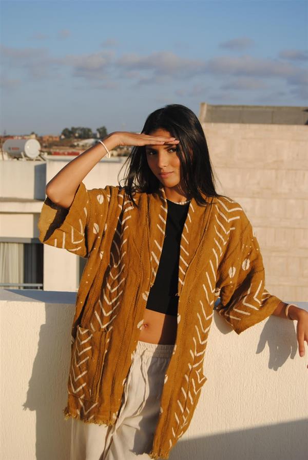 Kimono Moutarde Chevrons